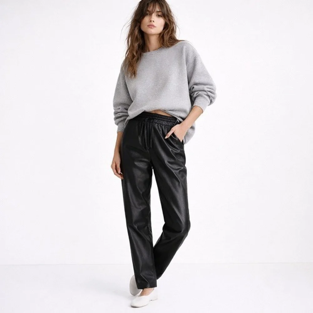 Rag & Bone Black Lambskin Leather Drawstring Pants Size XS